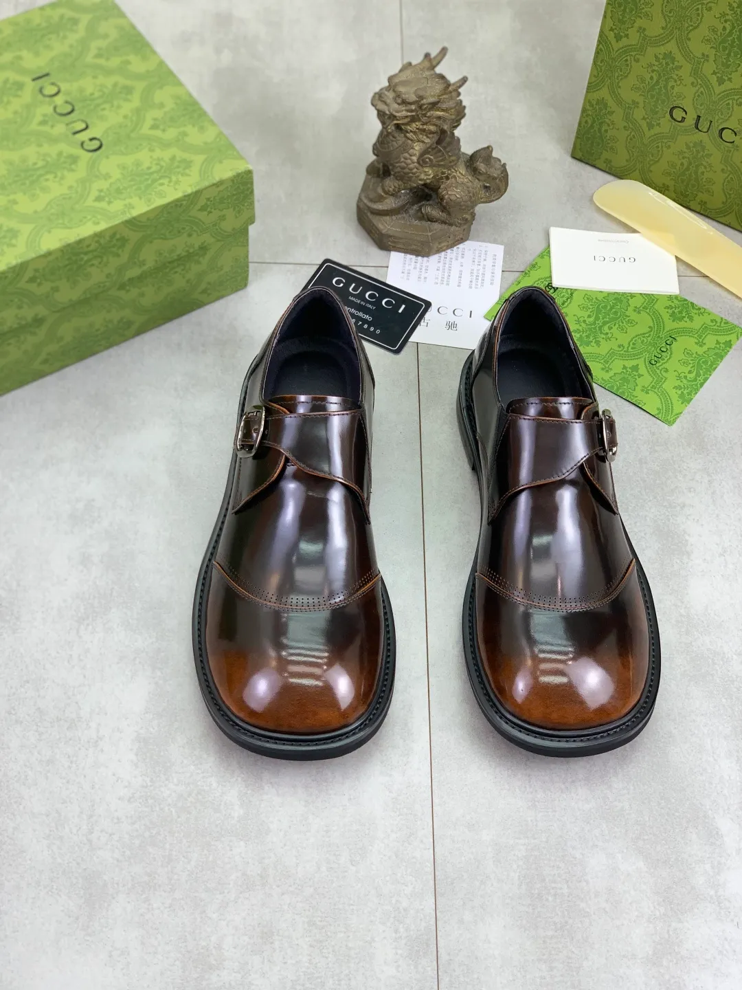 Men's Men's Shoes 💰P580 [New Style] 💰💎💎💎 [Gucci] GUCCI high-end men's formal business leather shoes, original order 1:1! Original imported high-end calfskin, original metal buckle, imported first-layer pigskin lining for feet, original high-end outsole, men's shoe size: 38-44